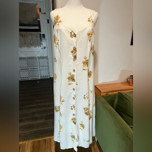 Together White and Gold Floral Maxi Dress